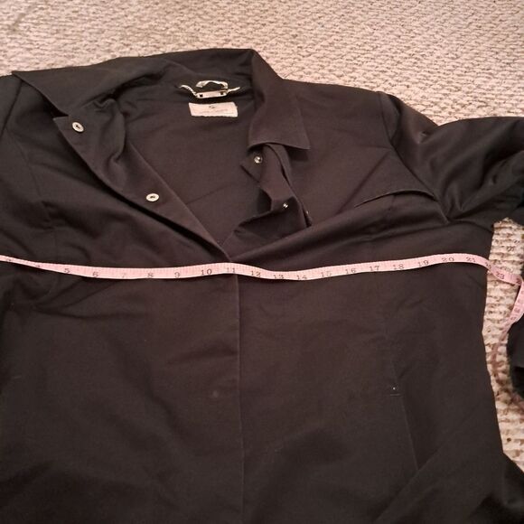 Marina Rinaldi Trench Coat Size 21/M Black Long Tie Designer Evening Career - Picture 8 of 10